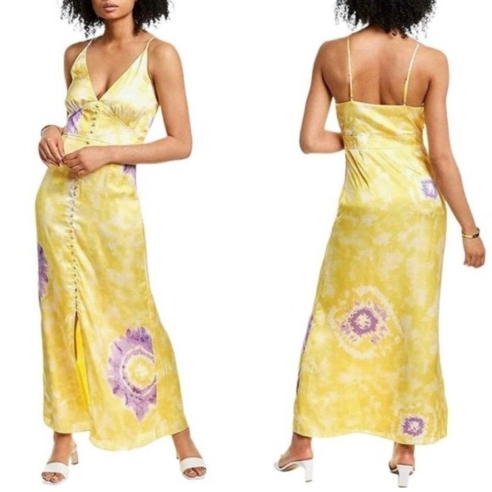 NWT LINI womens noelle satin V neck maxi dress